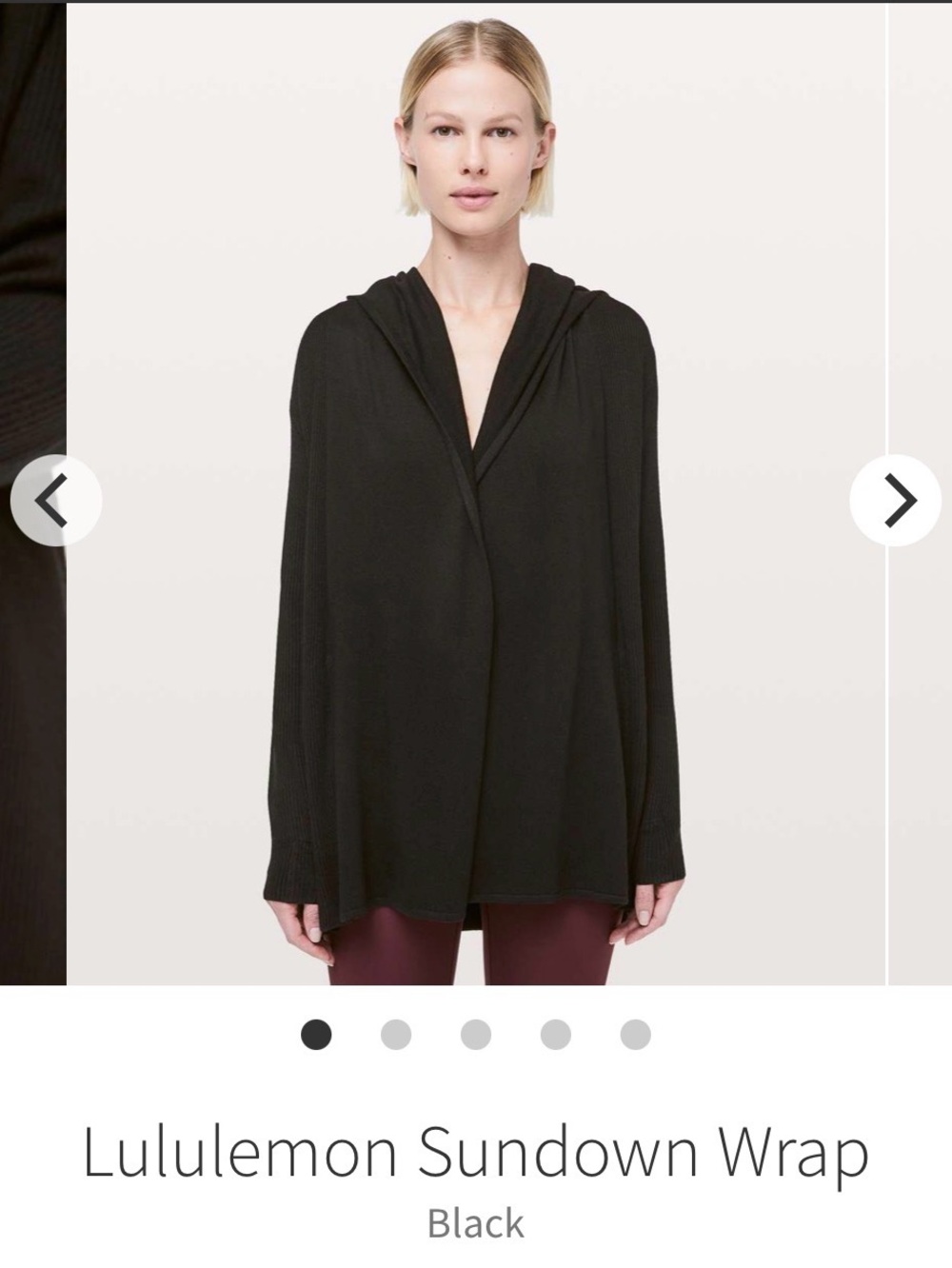 Lululemon Black Open-Front Women's Sweater Cardigan with hood. Size 10